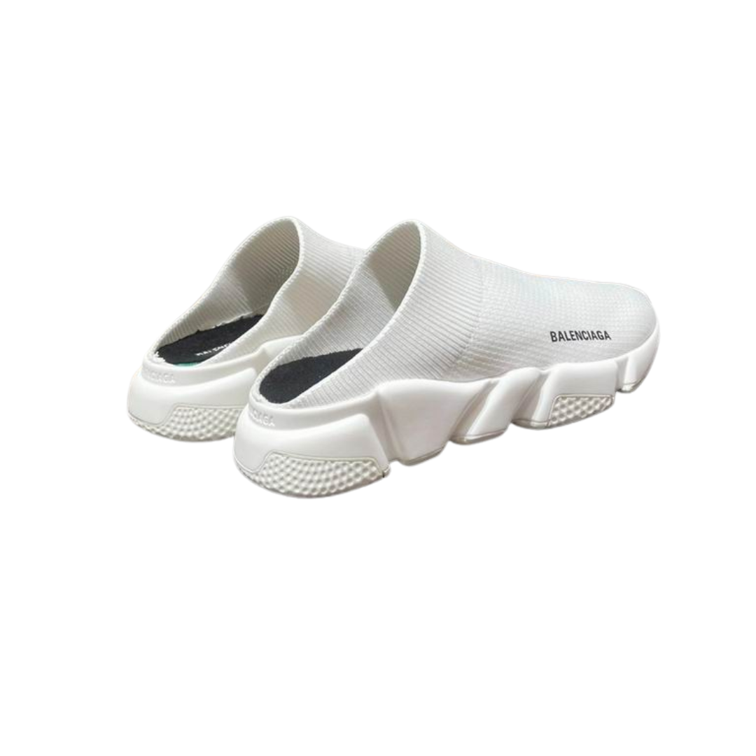 Balenciaga Speed 2.0 Recycled Knit Mule Sneakers White 2026 | Drip Kickz Balenciaga Speed 2.0 Recycled Knit Mule Sneakers White