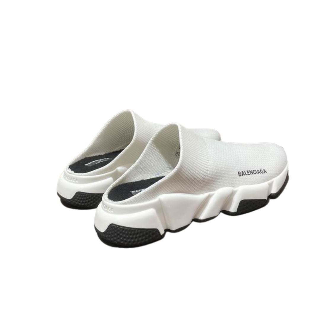 Balenciaga Speed 2.0 Recycled Knit Mule Sneakers Black White 2026 | Drip Kickz Balenciaga Speed 2.0 Recycled Knit Mule Sneakers Black White