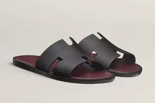 Hermès Izmir Sandal Black / Burgundy