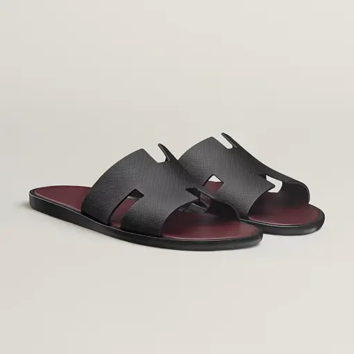 Hermès Izmir Sandal Black / Burgundy 2026 | Drip Kickz Hermès Izmir Sandal Black / Burgundy