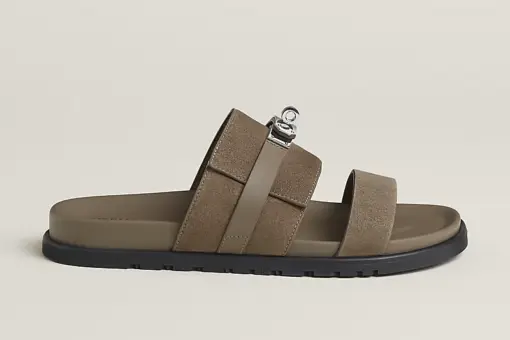 Hermès Jackson Sandals Grey Black Palladium-Plated Buckle
