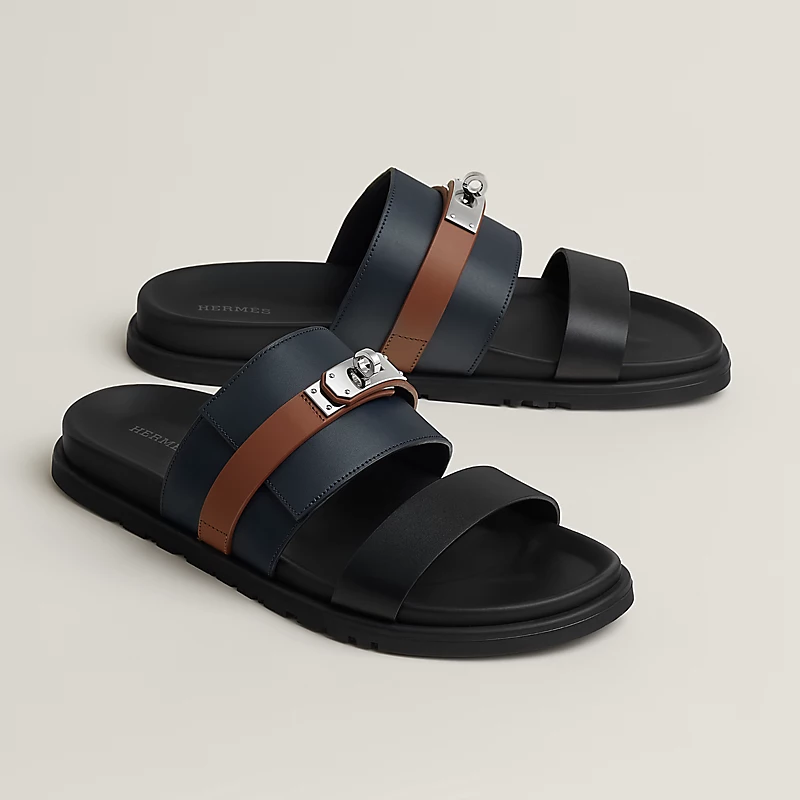 Hermès Jackson Sandals Noir Calfskin Palladium Kelly Buckle Brown Navy Blue 2026 | Drip Kickz Hermès Jackson Sandals Noir Calfskin Palladium Kelly Buckle Brown Navy Blue - Image 2