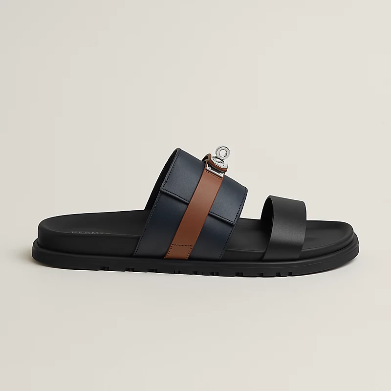 Hermès Jackson Sandals Noir Calfskin Palladium Kelly Buckle Brown Navy Blue 2026 | Drip Kickz Hermès Jackson Sandals Noir Calfskin Palladium Kelly Buckle Brown Navy Blue