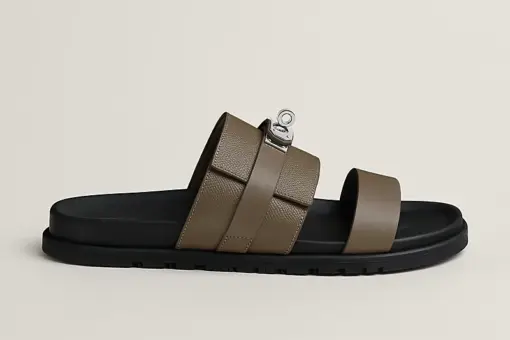 Hermès Jackson Sandals Palladium Kelly Buckle Grey