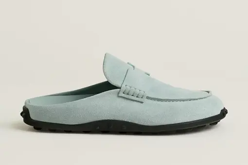 Hermes Mix Mule Bleu Glacier