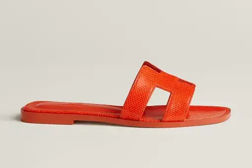 Hermes Oran Sandal Orange Synthétique