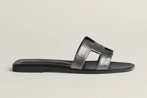 Hermes Oran Wool Sandal Gris Argente