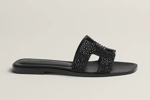 Hermes Oran Wool Sandal Black