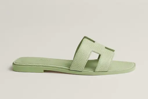 Hermes Oran Wool Sandal Vert De Mer
