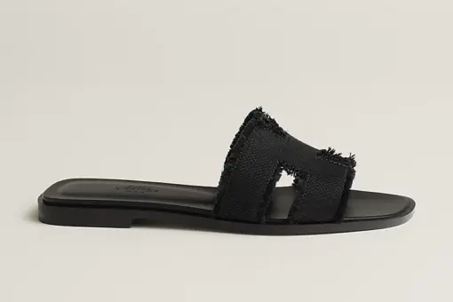 Hermes Oran Wool Sandal Black