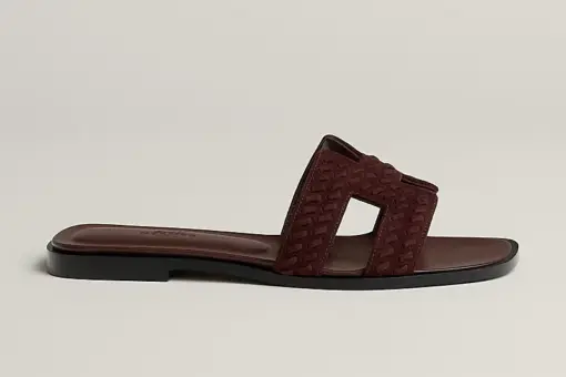 Hermes Oran Wool Sandal Marron Palissandre