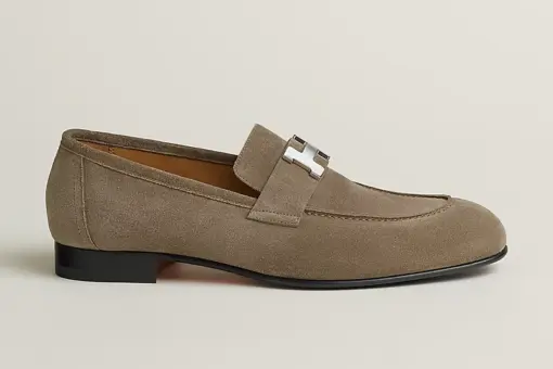 Hermès Paris Loafers Grey Leather
